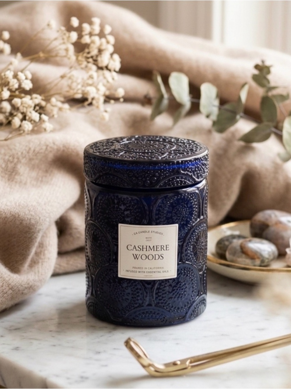 🕯️ Scented Jar Candle - Navy Blue Decorative Glass 🕯️